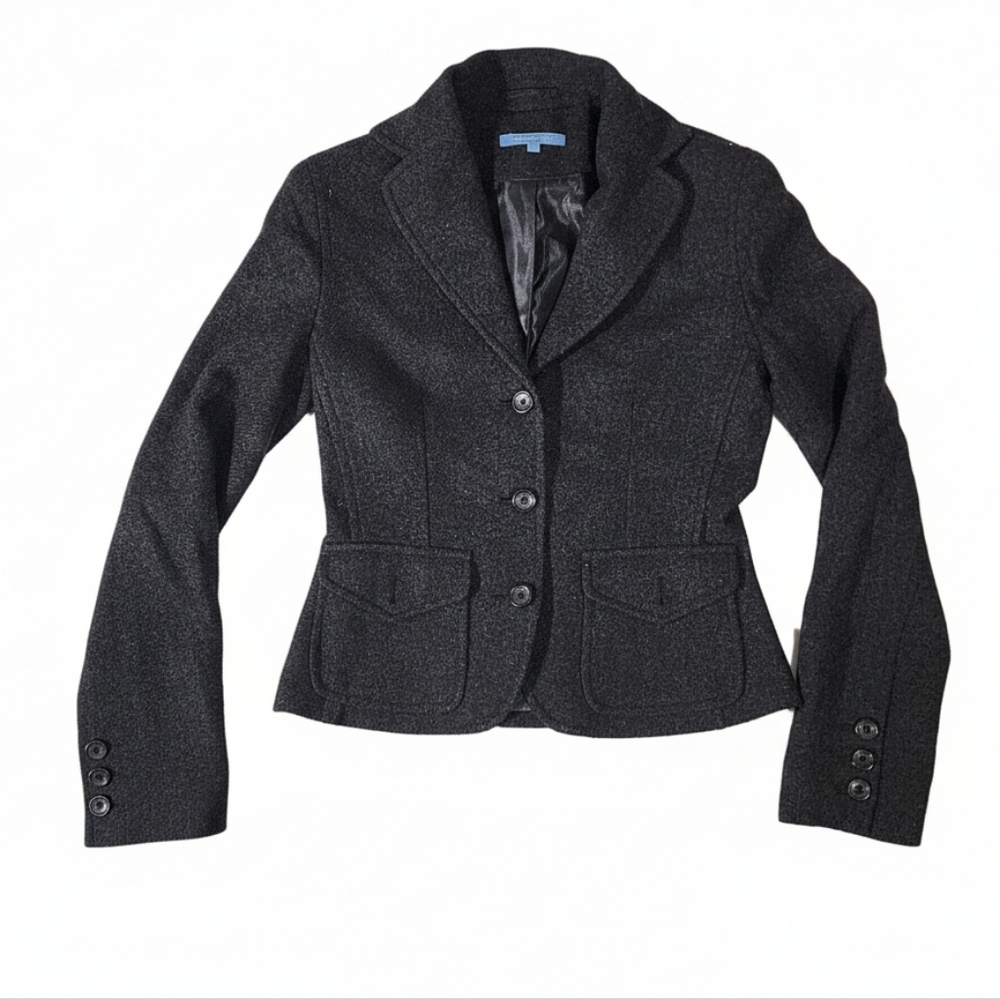 Elegant Black Women's Wool Blend Blazer US1